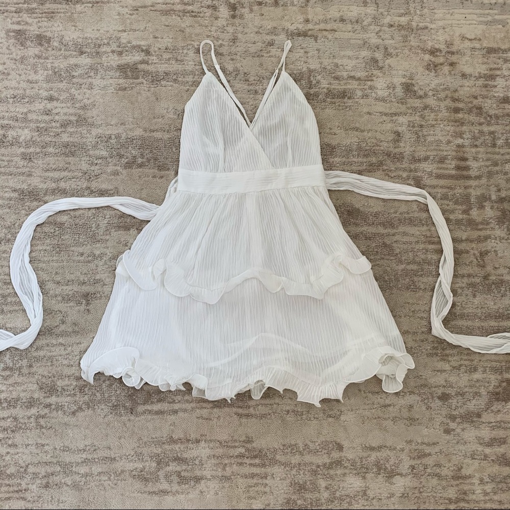 White Ruffle Crepe Dress - Picture 7 of 11